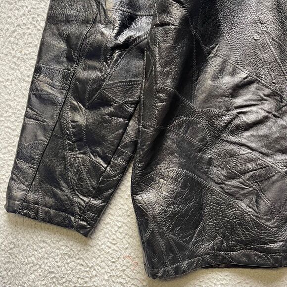 Leather Works Leather Jacket Mens Medium Black Button Front - Picture 15 of 16